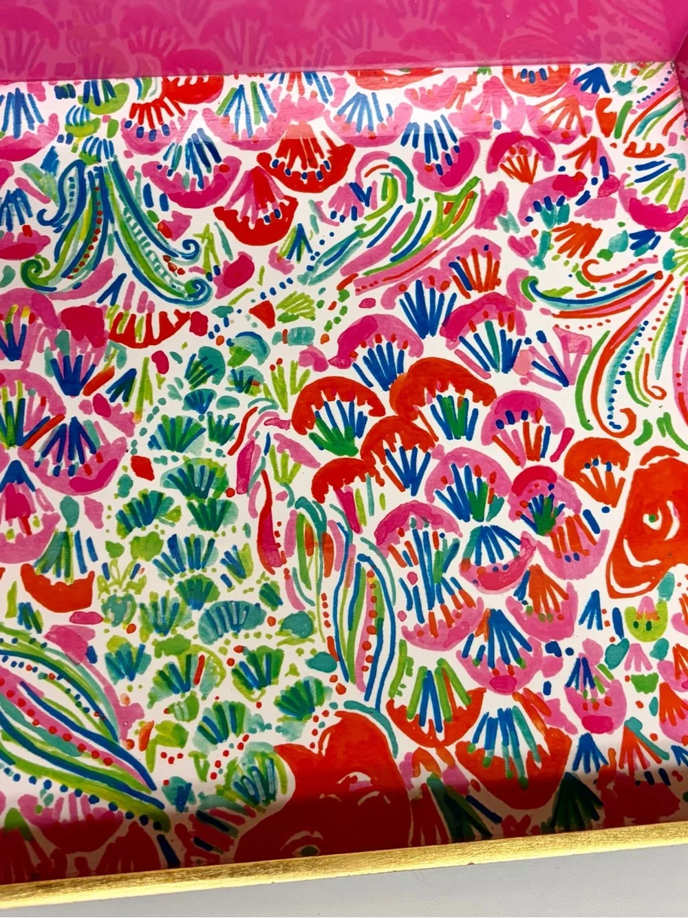 Lilly Pulitzer Vibrant Pink Multi Floral Tray